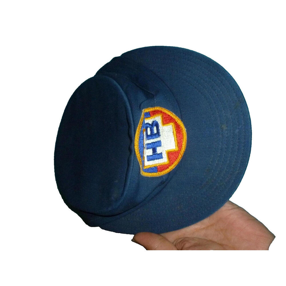 Vintage HB Hat Navy Blue Hat Cap sz 6 7/8 Patch Trucker Fitted
